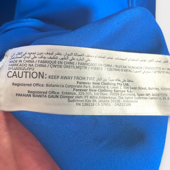 Ever New Melbourne Midi Dress Sz 10 US Satin Cobalt Blue Tie Waist - Picture 8 of 9